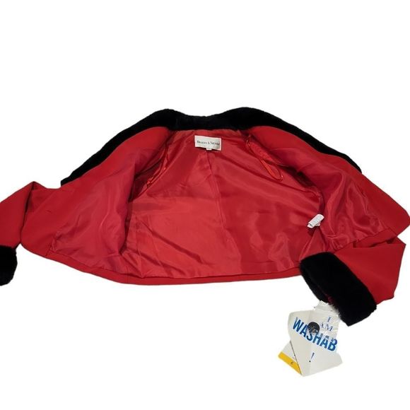 𝅺Danny & Nicole red and black faux fur 2 piece dress set sz 6 - Picture 6 of 16